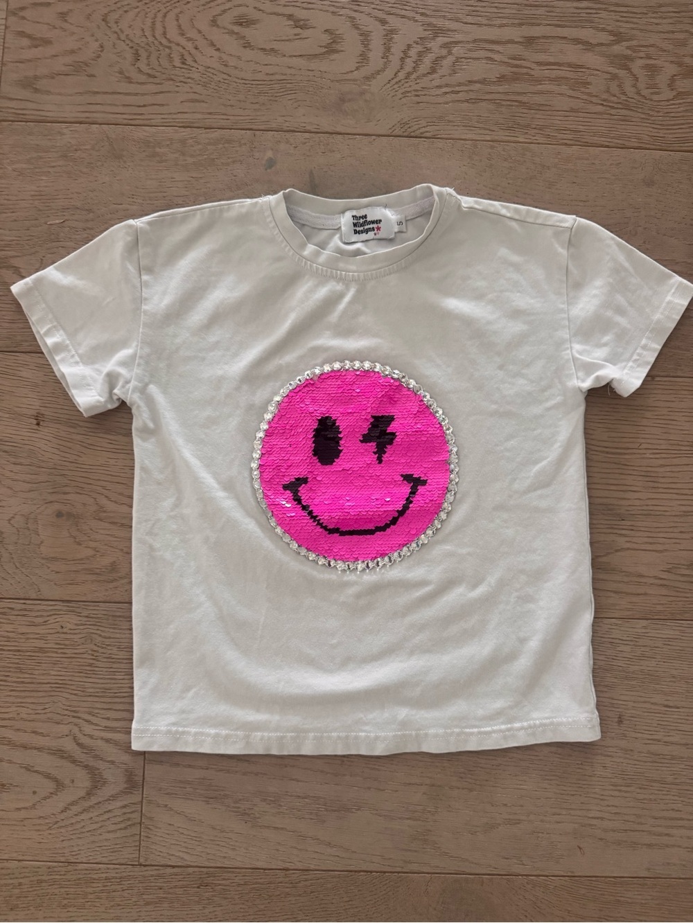 Girls sequin happy face tshirt size 5